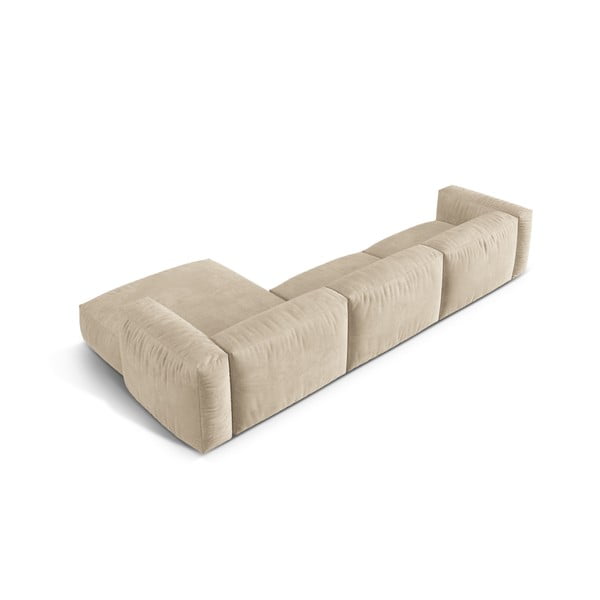 Beżowy aksamitny narożnik modułowy (prawostronny/z szezlongiem) Martina – Micadoni -image-4