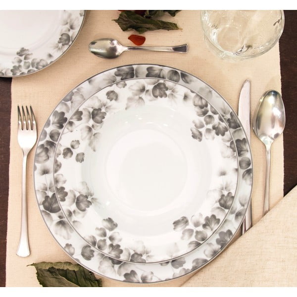 Biało-jasnoszare porcelanowe talerze zestaw 6 szt. deserowe ø 19 cm Foliage gray – Villa Altachiara-image-3