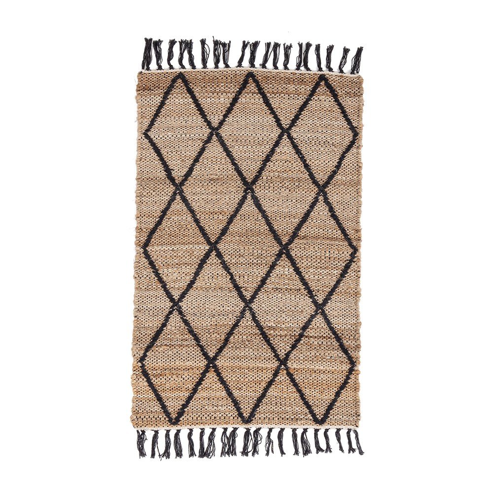 Czarno-naturalny dywan z juty tkany ręcznie 60x90 cm Shaila – Yes Everyday