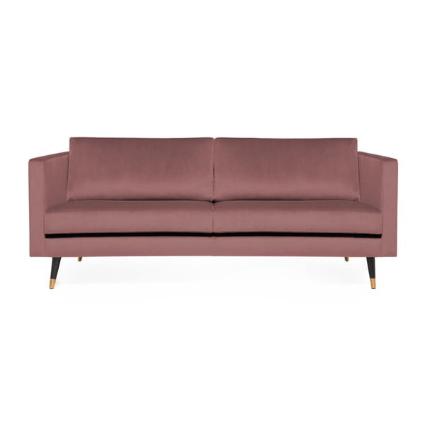 Różowa sofa 3-osobowa z mosiężnymi nogami Vivonita Meyer Velvet