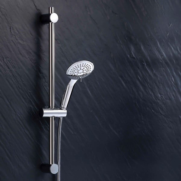 Plastikowy zestaw prysznicowy w kolorze matowego srebra ze słuchawką prysznicową 70 cm Hydro – douceur d'intérieur-image-1