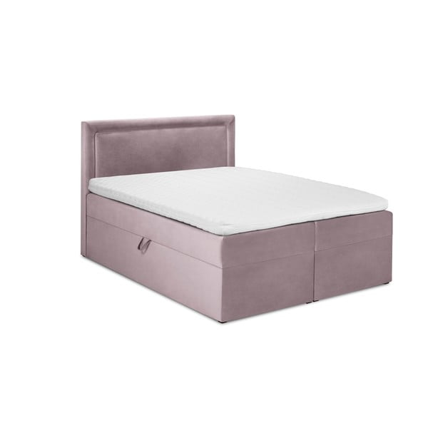 Różowe aksamitne łóżko 2-osobowe Mazzini Beds Yucca, 200x200 cm
