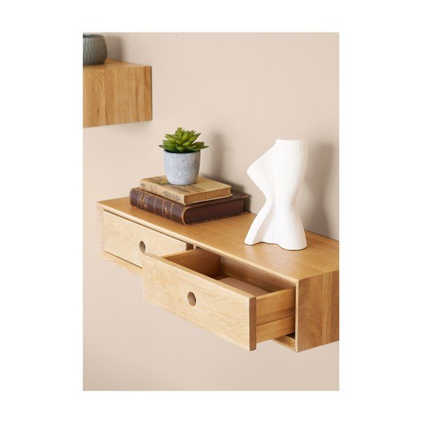Półka z litego drewna dębowego w jasnym naturalnym kolorze 80 cm Luzern – House Nordic-image-1