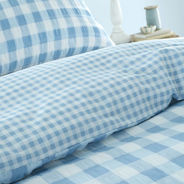 Niebieska pościel dwuosobowa 200x200 cm Seersucker Gingham Check – Catherine Lansfield-image-3