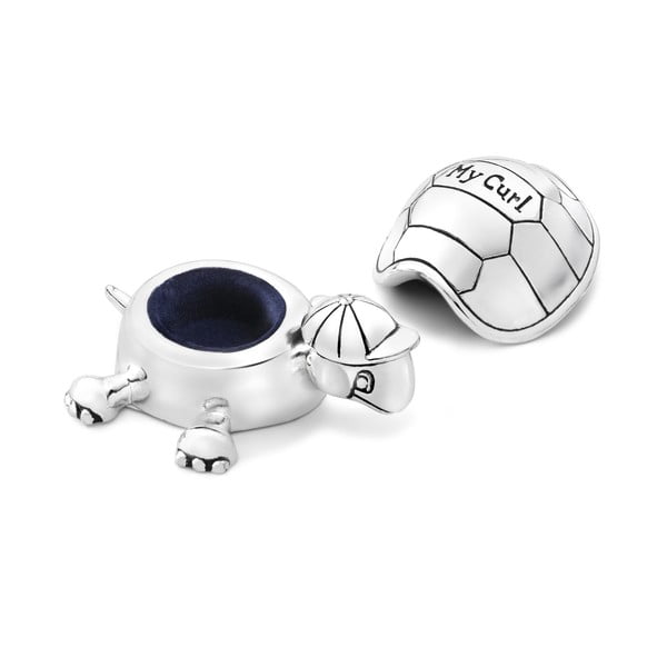 Metalowa szkatułka na pierwszy mleczny ząbek w kolorze srebra ø 8x3 cm Turtle – Zilverstad-image-1