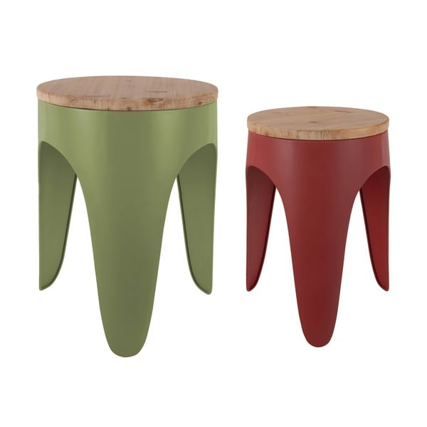 Czerwone/zielone metalowe stołki zestaw 2 szt. Double Funky – Leitmotiv