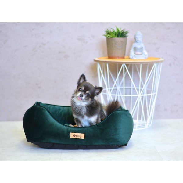 Ciemnozielone aksamitne legowisko 55x42 cm Royal – Petsy-image-1