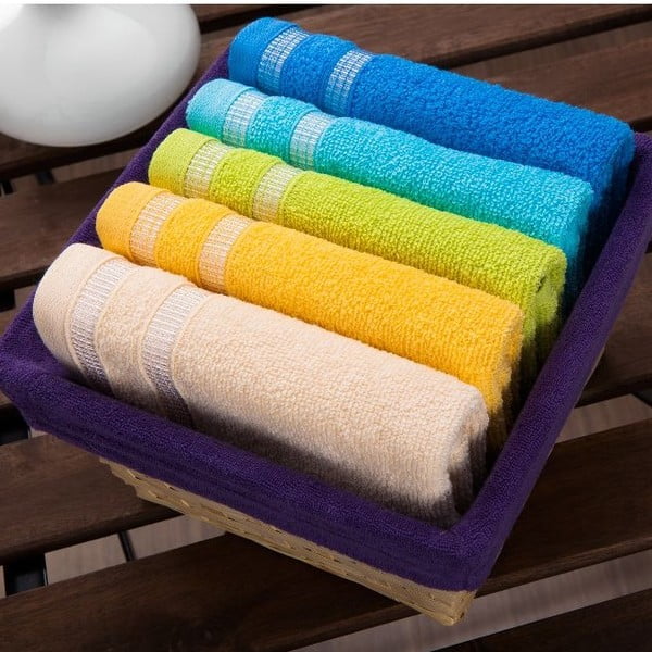 Zestaw 5 ręczników Purple Basket, 30x50 cm