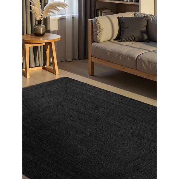 Czarny dywan z juty dwustronny/tkany ręcznie 200x300 cm Juno – Hanse Home-image-1