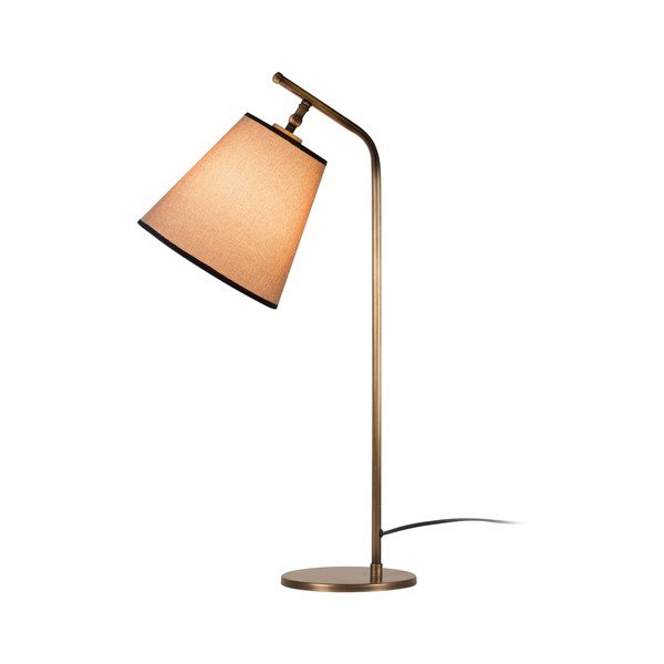 Lampa stołowa w złotej barwie z beżowym abażurem Don
