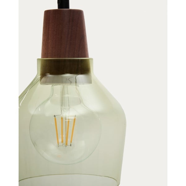 Zielono-naturalna lampa wisząca ze szklanym kloszem ø 13,5 cm Silex – Kave Home-image-3