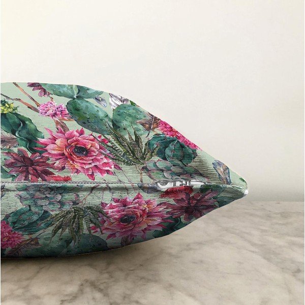 Zielona poszewka na poduszkę z domieszką bawełny Minimalist Cushion Covers Cactus, 55x55 cm-image-1