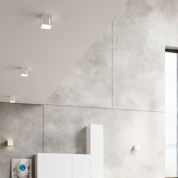 Biała lampa sufitowa z metalowym kloszem 10x10 cm Pax – Sollux-image-3