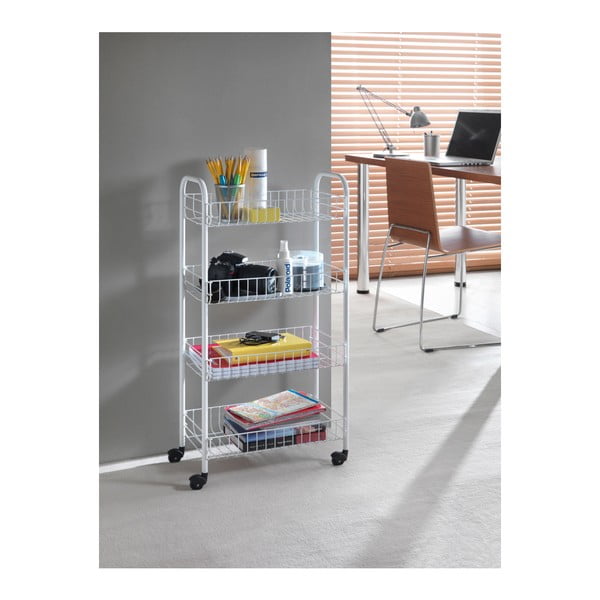 Biały metalowy regał na kółkach 41x84 cm Pisa – Metaltex-image-4