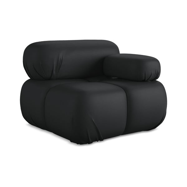 Czarny moduł sofy z imitacji skóry (prawostronny) Lokua – Makamii-image-1