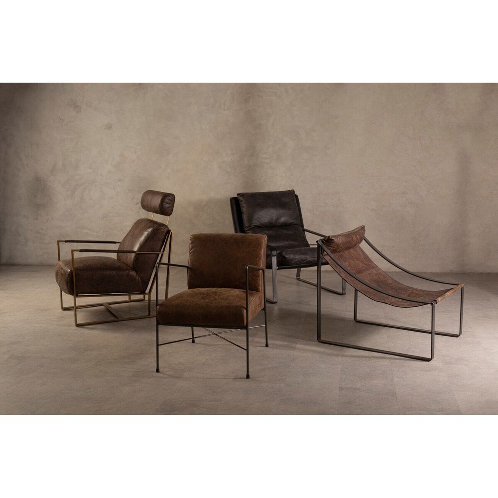Brązowy skórzany fotel Hoxton – Premier Housewares (zdjęcie 6)