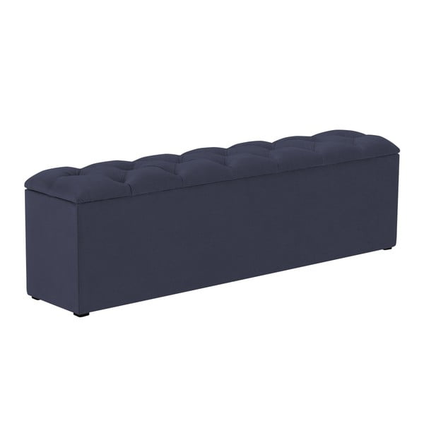 Granatowa ławka do łóżka ze schowkiem Kooko Home Manna, 47x160 cm
