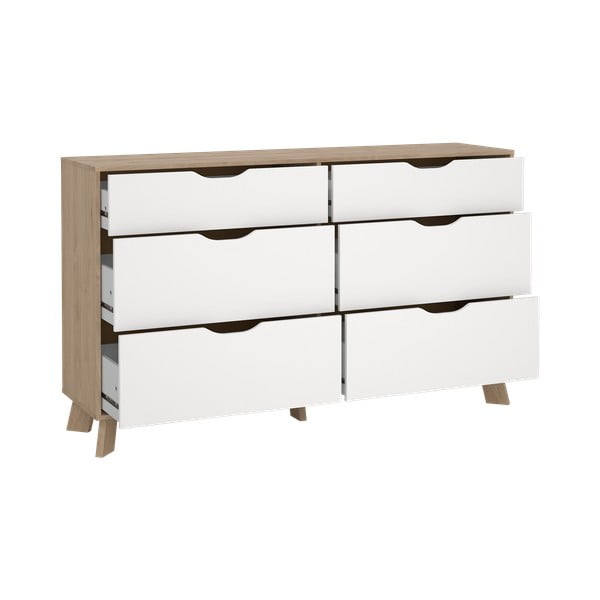 Biało-naturalna komoda w dekorze dębu 156x92x40 cm Ikast – Tvilum-image-3