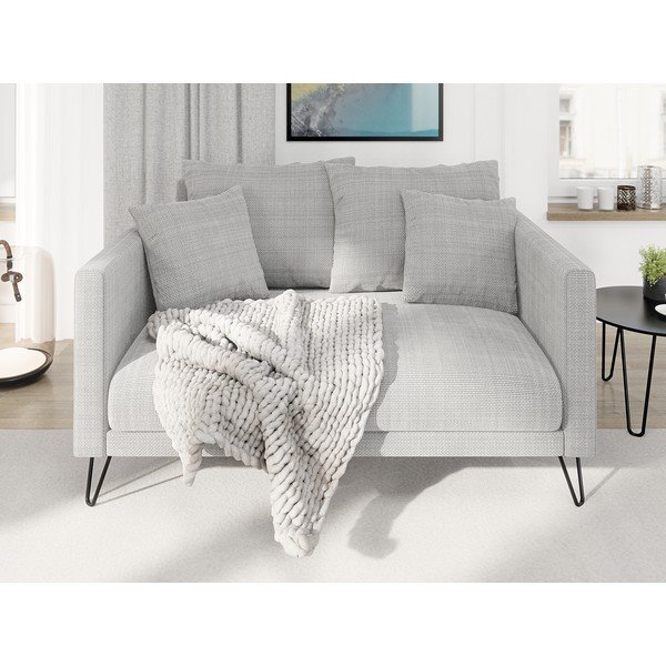 Jasnoszara sofa  z tkaniny szenilowej 140 cm Freya – Ropez-image-1
