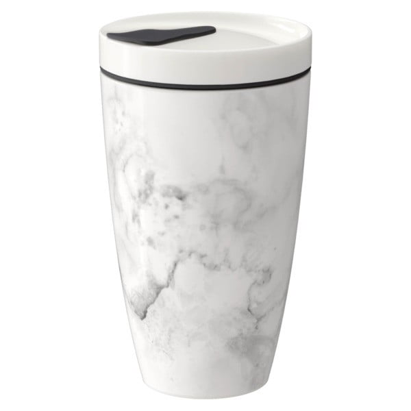 Szaro-biały porcelanowy kubek podróżny Villeroy & Boch Like To Go, 350 ml