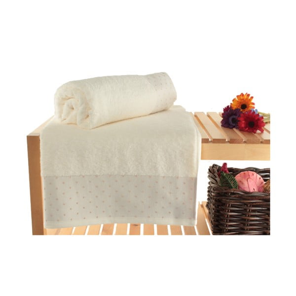 Zestaw 2 kremowych ręczników kąpielowych Patricia, 90x150 cm