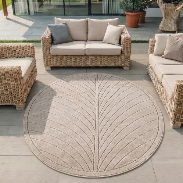 Beżowy okrągły dywan odpowiedni na zewnątrz ø 160 cm Nova 1204 – Ayyildiz Carpets-image-1