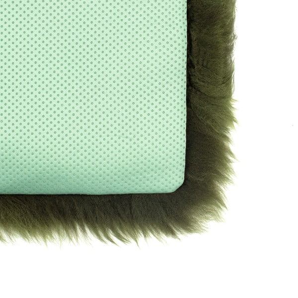 Ciemnozielone siedzisko na krzesło z owczej skóry Royal Dream Zealand, 40x40 cm-image-1