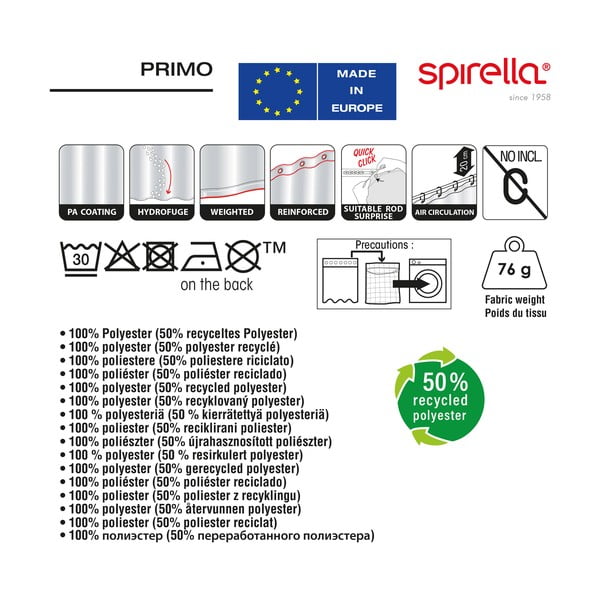 Zasłona prysznicowa 180x200 cm Primo – Spirella-image-1