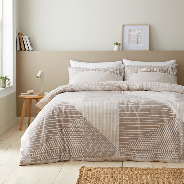 Beżowa pościel jednoosobowa 135x200 cm Larsson Geo – Catherine Lansfield