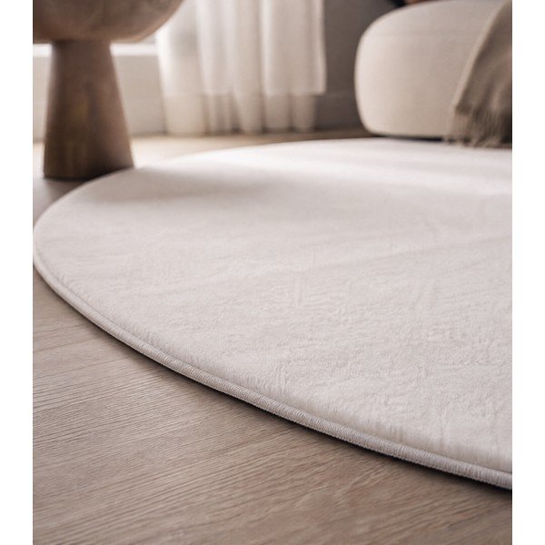 Kremowy okrągły dywan odpowiedni do prania ø 160 cm Pouffy – Ayyildiz Carpets-image-1