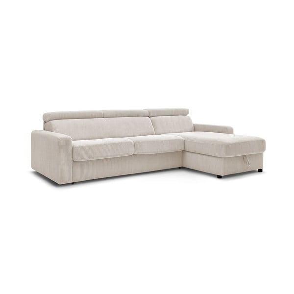 Kremowy sztruksowy rozkładany narożnik (strona zmienna) Monaco – Bobochic Paris-image-4