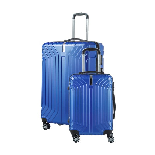 Komplet 2 niebieskich walizek podróżnych na kółkach Travel World