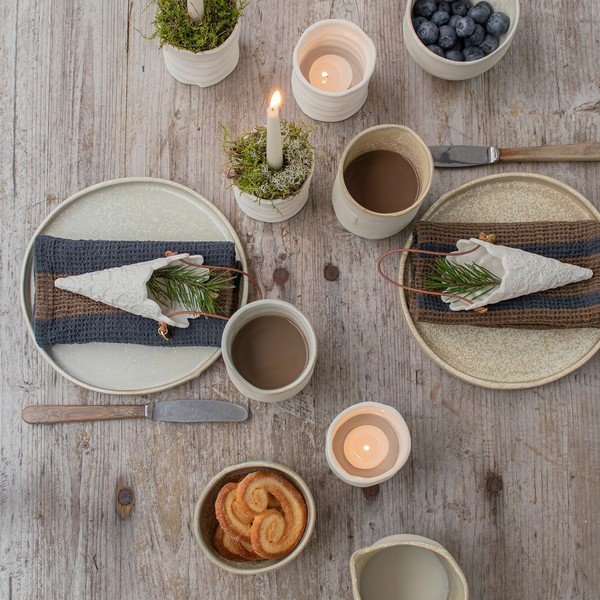 Biało-beżowe kamienne kubki zestaw 2 szt. 0.3 l Sand Grain – Mette Ditmer Denmark-image-4