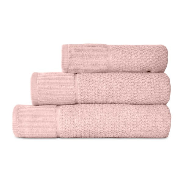 Komplet 3 różowych ręczników Artex Suprem