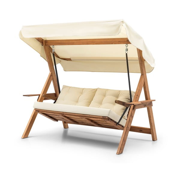 Kremowa drewniana huśtawka ogrodowa Galata – Floriane Garden-image-3