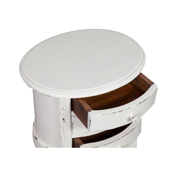 Biały stolik mahoniowy z szufladami Biscottini Oval-image-3