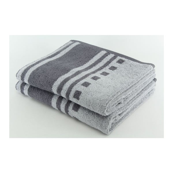 Komplet 2 ręczników Grey, 70x140 cm
