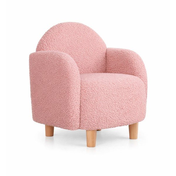 Różowy fotel dziecięcy z materiału bouclé Moylo – Artie