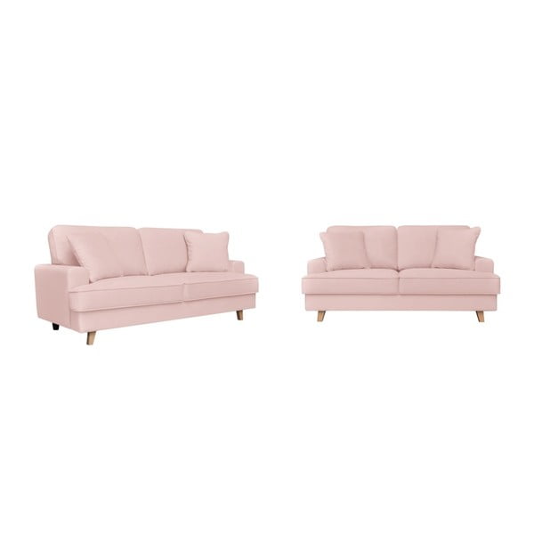 Różowy zestaw sofy dwuosobowej i trzyosobowej Cosmopolitan design Madrid