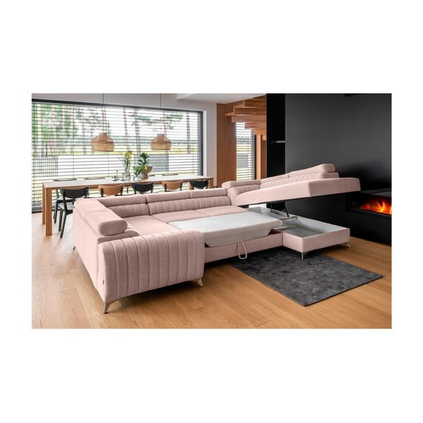 Różowy rozkładany/ze schowkiem narożnik (prawostronny/w kształcie litery U) Louis – ELTAP-image-4