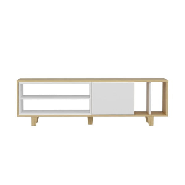 Biała szafka pod TV w dekorze dębu 160x49 cm Rosmar – Kalune Design