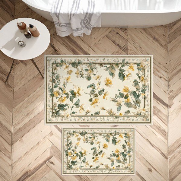 Beżowe dywaniki łazienkowe zestaw 2 szt. 60x100 cm – Foutastic-image-4