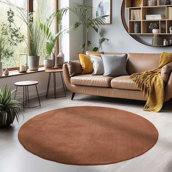 Brązowy okrągły dywan odpowiedni do prania ø 200 cm Sky – Ayyildiz Carpets-image-1