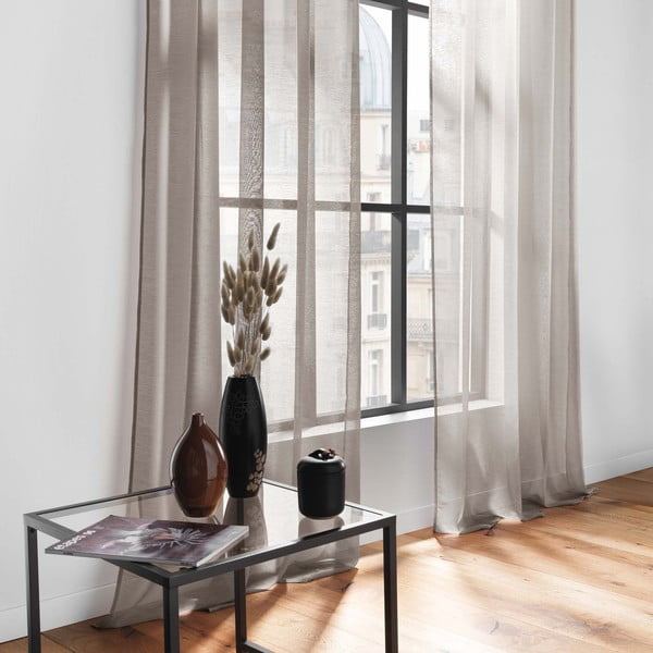 Brązowa firanka z woalu 140x240 cm Lissea – douceur d'intérieur-image-3