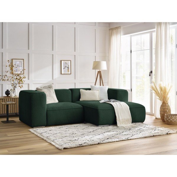 Ciemnozielony narożnik z materiału bouclé (prawostronny) Zephyr – Bobochic Paris-image-1