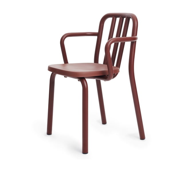 Kasztanowo-brązowe krzesło z podłokietnikami Mobles 114 Tube