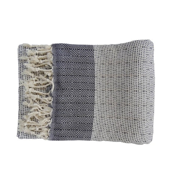 Niebieski ręcznik tkany ręcznie z wysokiej jakości bawełny Hammam Nefes, 100x180 cm