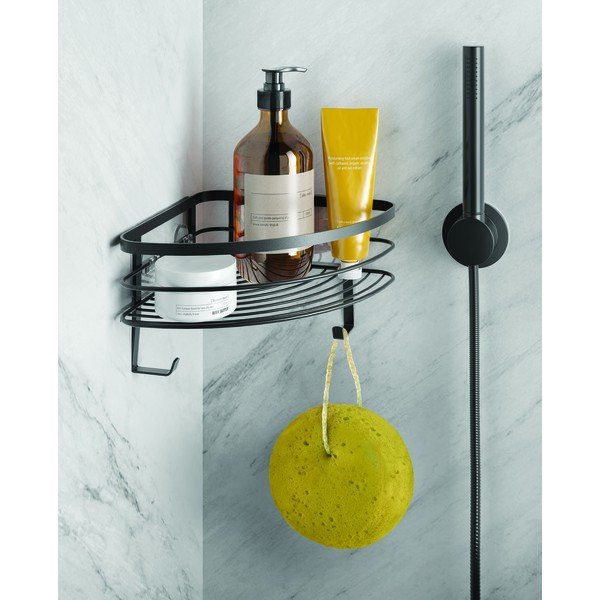 Czarna ścienna narożna półka łazienkowa Origin - Metaltex-image-1