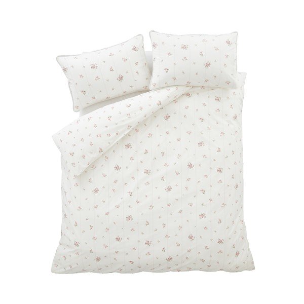 Kremowa pościel jednoosobowa z perkalu bawełnianego 135x200 cm Vintage Rosebud Lace – Bianca