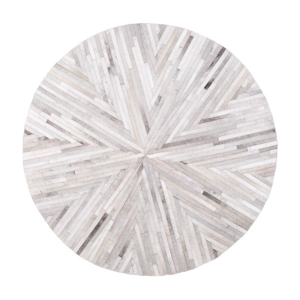 Szary dywan ze skóry bydlęcej Arctic Fur Patchwork Rug Star, ⌀ 150 cm